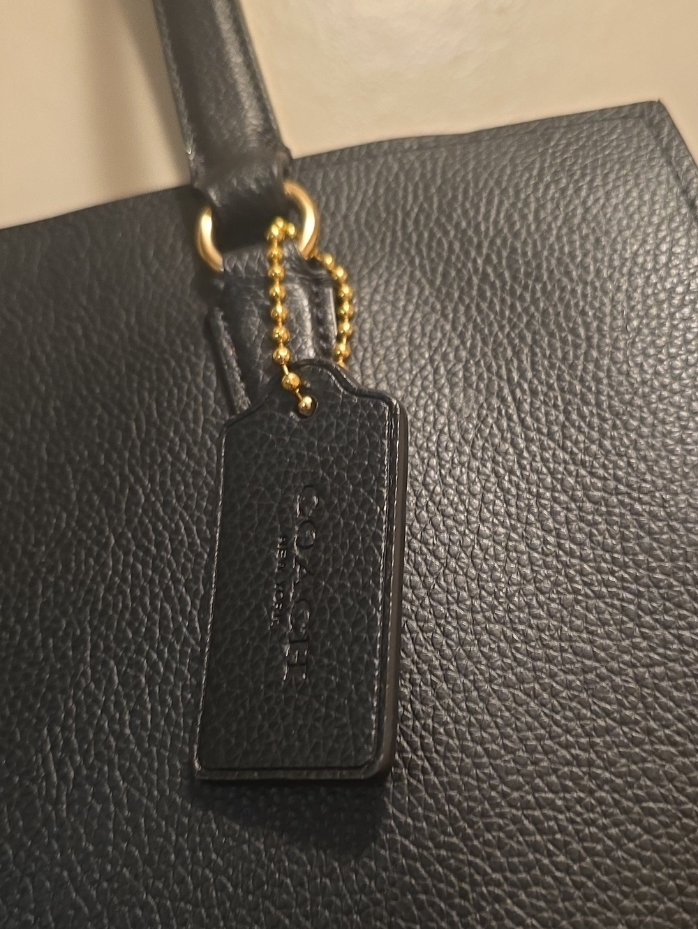 Coach Black Pebbled Leather Tote with Gold Hardware - Picture 3 of 11